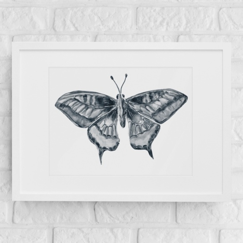 COPY - Watercolor Butterfly Black and White Wall Art Illustration Print Poster … - Picture 3 of 7